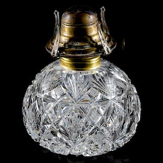 Rare American Brilliant Cut Glass Oil Lamp