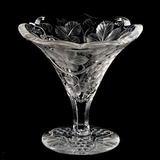 American Tuthill Cut Glass Grape Motif Vase