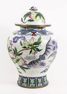 Qing Dynasty Large Cloisonne Lidded Temple Jar