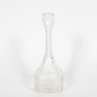 Engraved Glass Floral Motif Bottle Form Vase