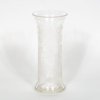Tuthill Intaglio Glass Floral Motif Vase