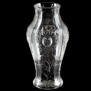 Neoclassical Engraved Glass Vase