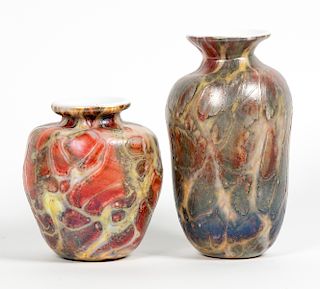 Two Drew H. Smith Art Glass Vases