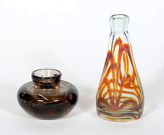 Dominick Labino, Two Mid Century Art Glass Vases