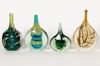 Michael Harris, Four Glass Freeform Vases