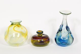 Three Peter Bramhall Blown Glass Vases