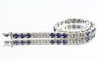 18k White Gold, Diamond & Sapphire Bracelet