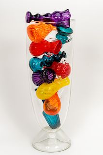 Rob Stern, Signed Art Glass Sculpture w/ Vases