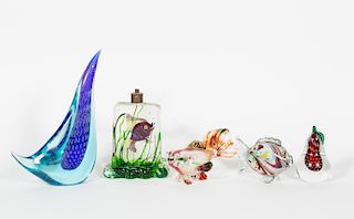 Murano Aquarium Lamp, Italian Art Glass Grouping