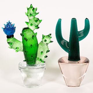 Two Murano Glass Cactus Sculpture