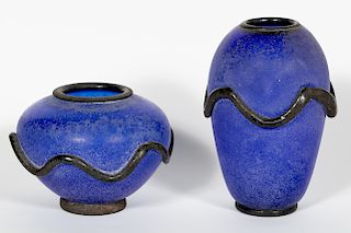 Gambaro & Poggi for Vetri, 2 Blue Glass Vases