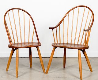 2 Thos. Moser Bowback Arm Chair & Armless Chair