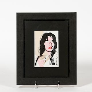 Andy Warhol, "Mick Jagger", 1975 Signed Postcard
