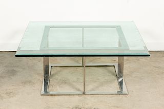 Mies Van Der Rohe Style Chrome & Glass Table