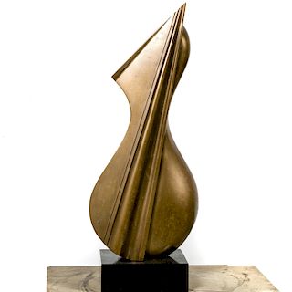 Unsigned Bronze Abstract Sculpture on Base
