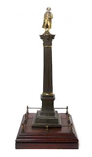 A Gilt and Patinated Metal Model of Nelsons Column, Height overall 20 1/2 inches.