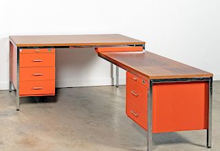 Mauser Werke Waldeck Orange Mid-Century Desk