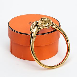 Hermes Gold Horse Motif Bangle Bracelet