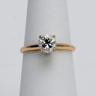 14k Yellow Gold & Diamond Solitaire Ring