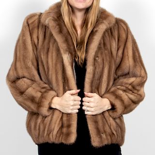CM Furs, Ladies Short Light Brown Mink Fur Coat