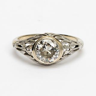 Antique Art Deco c.1920's White Gold Diamond Ring