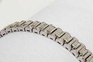 18k White Gold & Diamond Link Bracelet, 14 CTW