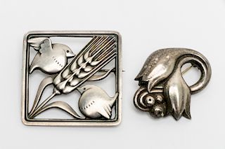 Group, Two Georg Jensen Sterling Brooches