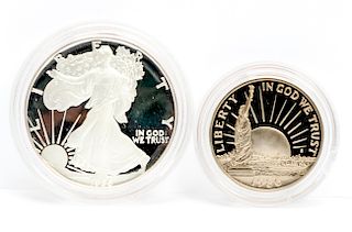 Two Liberty Silver Coins, One Dollar & Half Dollar
