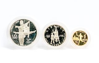 3 Commemorative Atlanta Olympic Gold / Silver Coin
