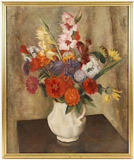 Julius Bloch, Floral Still Life, O/C, 19th/20th C.