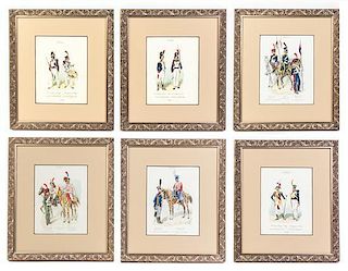 A Set of Six German Watercolors, Richard Knotel (1857-1914), Height 8 5/8 x width 6 3/4 inches (visible).