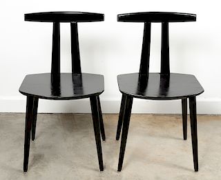 Pair of Black Lacquer Folke Palsson Side Chairs