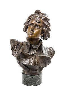 A French Bronze Bust, Luca Madrassi (1848-1919), Height of bronze 20 inches.