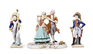 Two Continental Porcelain Napoleonic Figures, Height of tallest 7 3/4 inches.