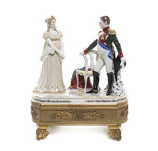 A Sevres Porcelain and Gilt Metal Mounted Figural Group, Height 11 1/4 inches.