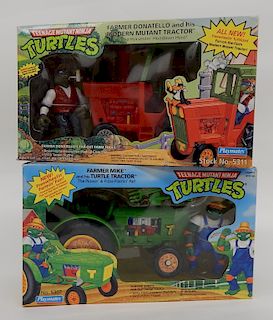 2PC 1993 Playmates TMNT Farmer Donatello & Mike