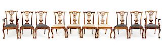 Set of 10 Chippendale Style Mahogany Dining Chairs