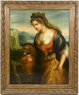 Old Master Style "Rebecca At The Well", 18/19th C.