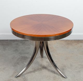 Contemporary Starburst Veneer & Chrome Side Table