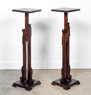 Two Modern Mahogany Pedestals / Stands