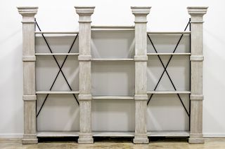 Large Neoclassical Style Column & Tiered Bookshelf