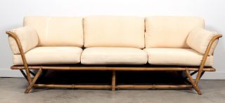 Ficks & Reed Bamboo Sofa, White Cushions