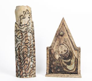 Johnny Rolf, Two Studio Ceramic Sculptures, Signed