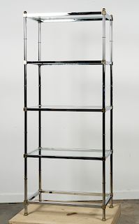 Hollywood Regency Style Glass and Chrome Etagere
