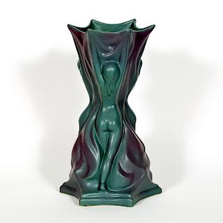 Van Briggle "Three Graces" Turquoise Vase, c. 1989