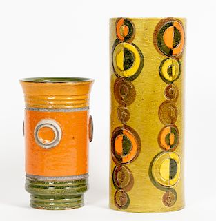 Two Bitossi Ceramic Circle Motif Vases