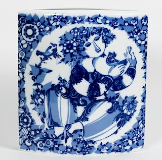 Wiinblad for Rosenthal Blue & White Large Vase