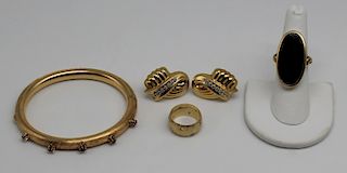 JEWELRY. Assorted Estate Gold Jewelry Grouping.