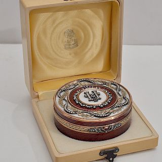 RUSSIAN LARGE GOLD & PINK ENAMEL DIAMOND BOX