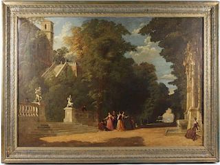 James Wingfield "French Garden Scene", 19th C. O/C